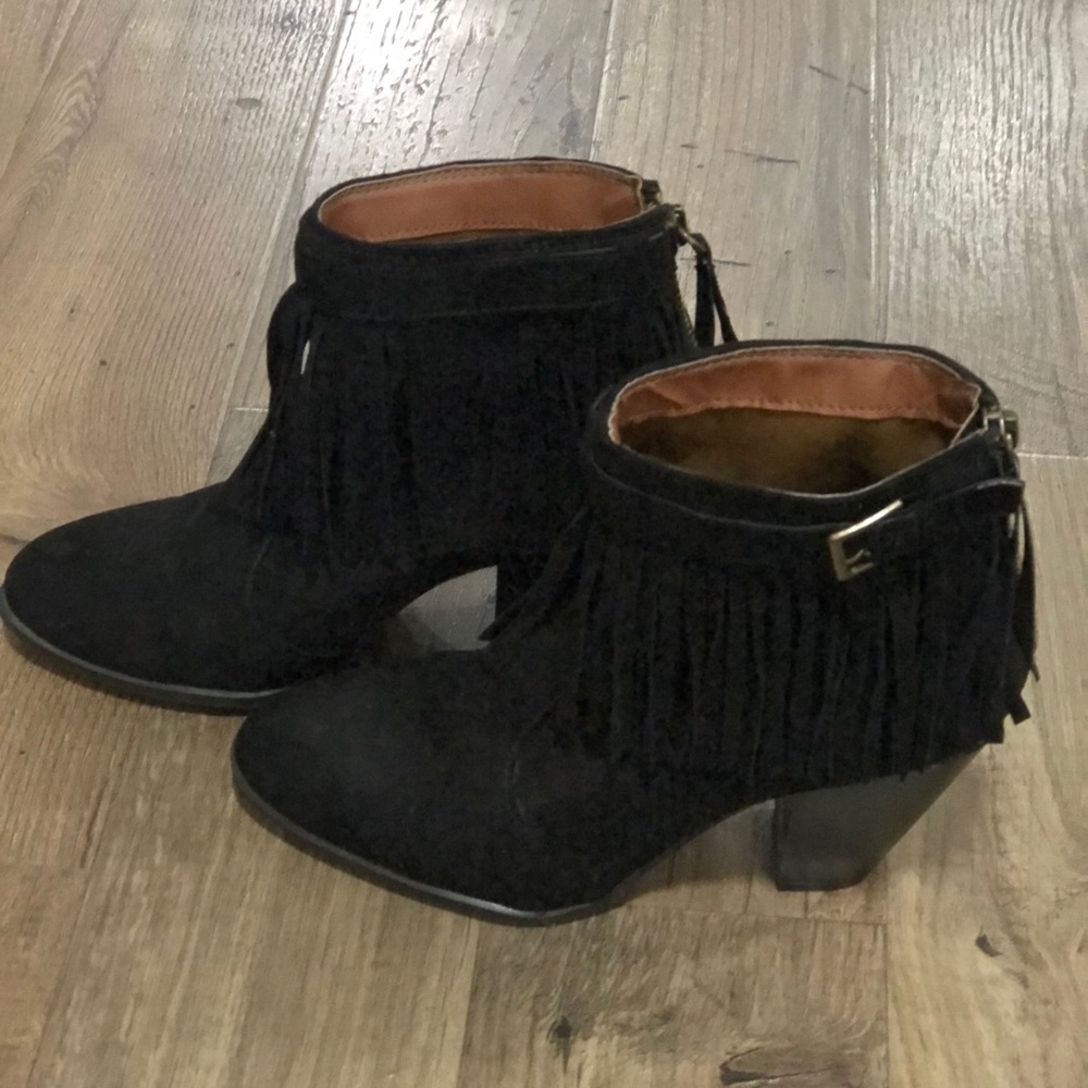 Black Booties with Fringe